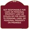 Signmission Not Responsible for Cars or Personal Property Lost or Stolen or for Injury to Persons, BU-1818-23546 A-DES-BU-1818-23546 - alternate 1